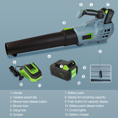 Luft-Gebläse-drahtloser Laubsauger 16000RPM 60Hz drahtloser mit Batterie und Ladegerät